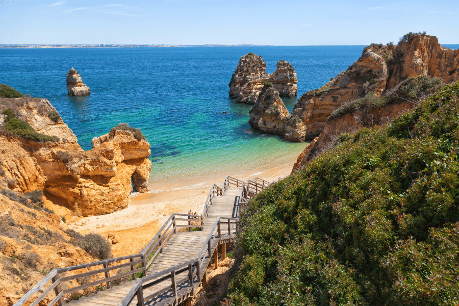stunning landscapes on Algarve Coast. One of the best algarve beaches is Praia do Camilo which is pictured here.