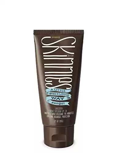 Skinnies Sungel New Formula SPF30 Eco Sunscreen, 3.4oz UVA UVB, Not Diluted With Water, Reef Safe, Vegan, Use Pea Size Blob