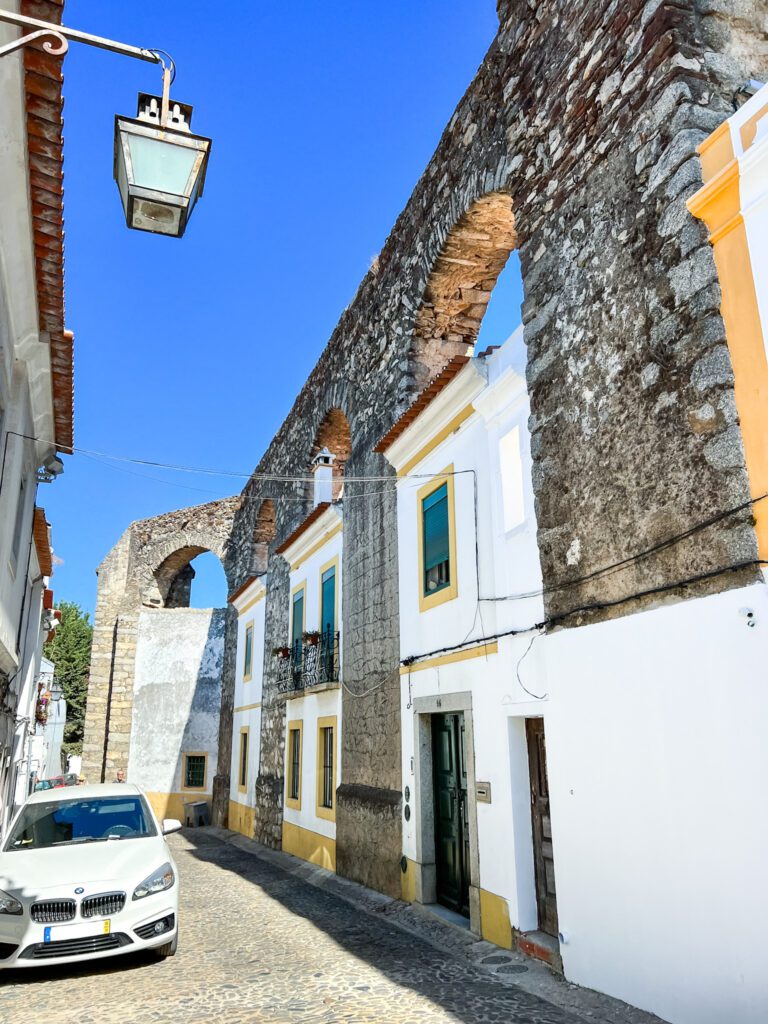 historical centre homes built into the aqueduct
