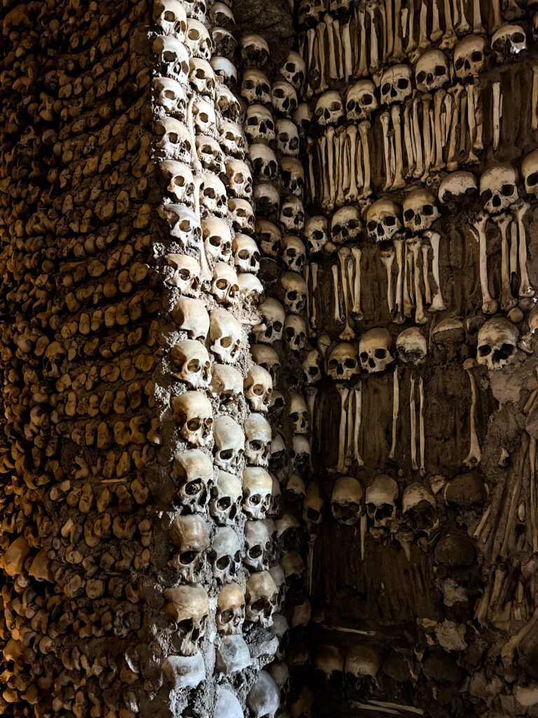 Visit Evora Portugal- human bones line in the historic center