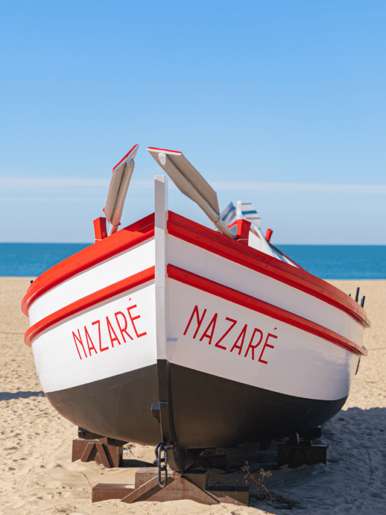 traditional fisherman boat on nazare beach