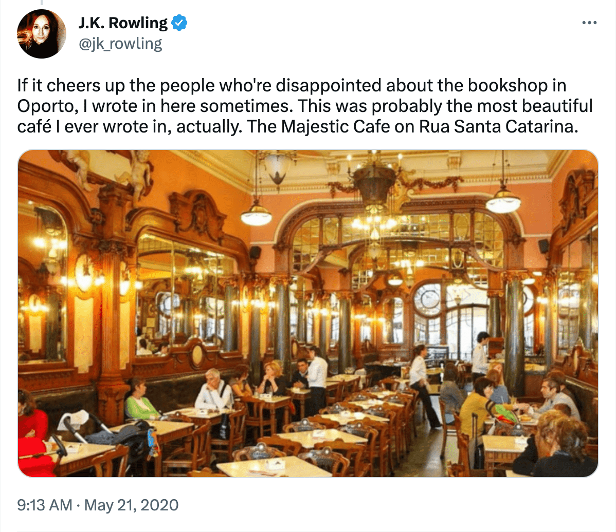 twitter copy of Jk Rowling majestic cafe on rua santa catarina