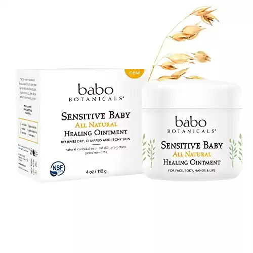 Babo Botanicals Sensitive Baby Fragrance-Free All Natural Healing Ointment With no harsh chemicals - with 70+% Organic Ingredients & Medical Grade Colloidal Oatmeal - 4 oz.