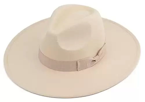 Wide Brim Tan Fedora Hat
