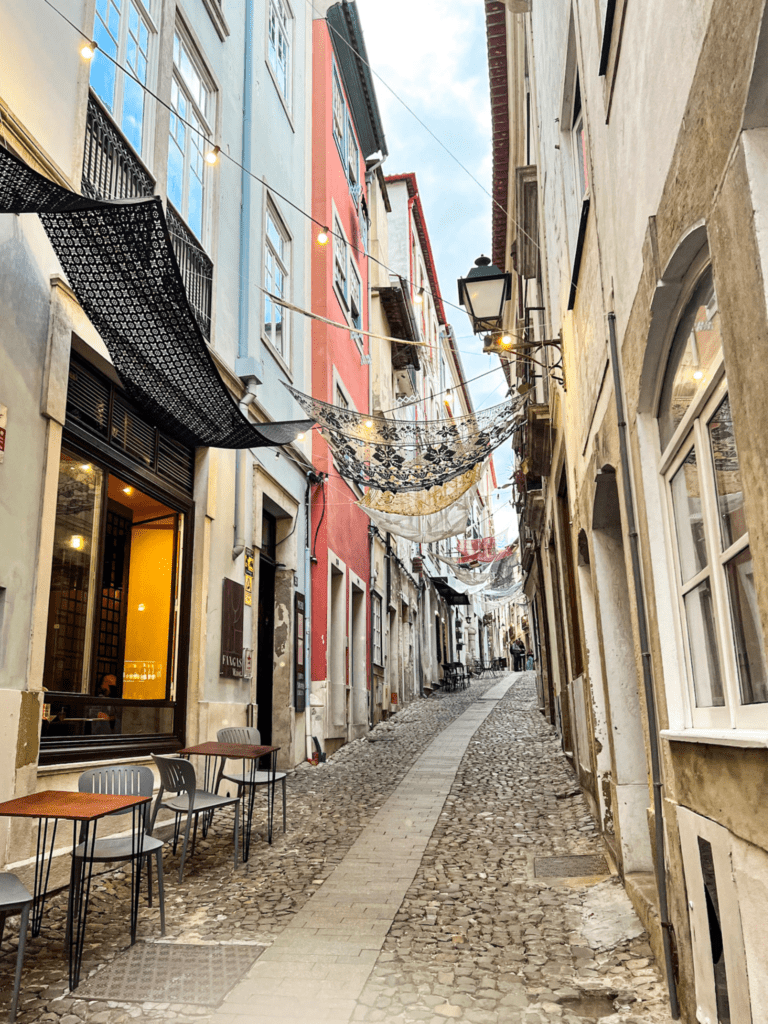 cobbled stone street in Coimbra, a town in central portugal