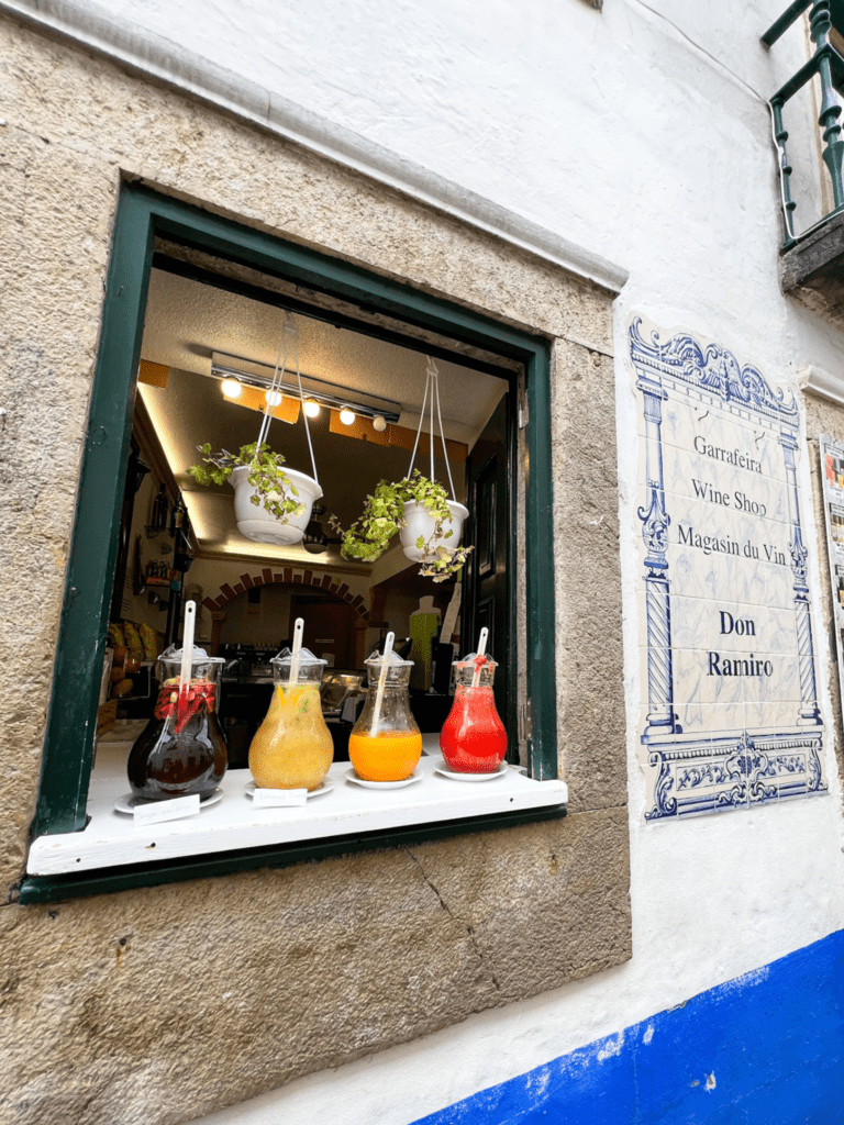 fresh juices in window openings while visiting portugal