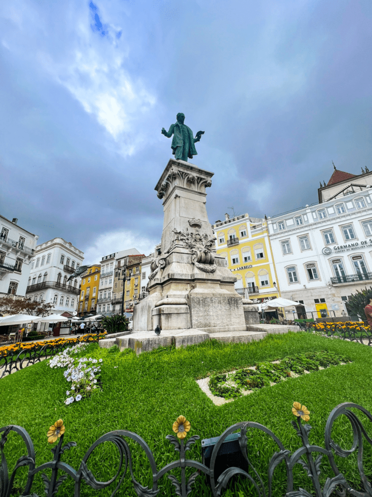 statue in the town center of Coimbra