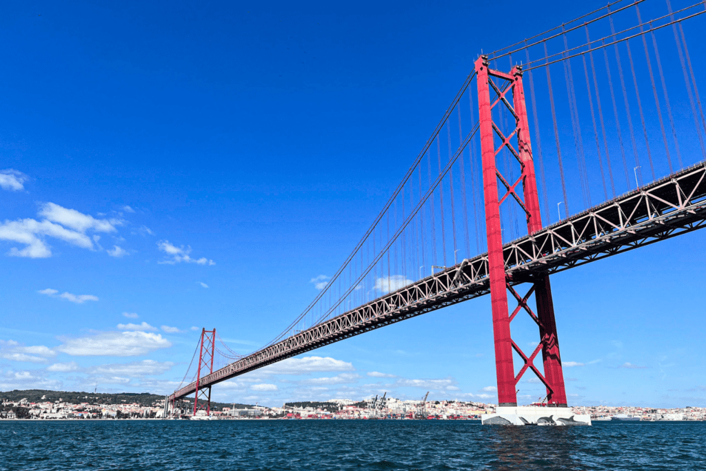 the san francisco lookalike bridge in Lisbon on our sailing adventure on day 2 of our portugal itinerary