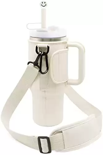 Water Bottle Carrier Bag with Adjustable Shoulder Strap for Hiking Traveling Camping (40oz)
