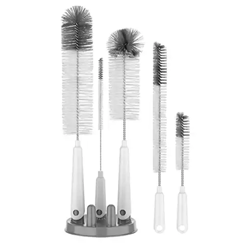 5 Pack Bottle Brush Cleaning Set with Storage Holder
