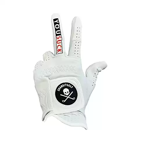 SHANKITGOLF You Suck Funny Golf Glove – Pro Made Cabretta Leather Compression-Fit Glove for Men and Women, Breathable, Lasting Stable Grip, Super Soft, Golf Gift