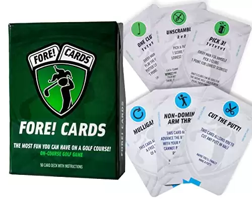 Fore! Cards On-Course Golf Game | Fun Interactive Golf Game | Spice Up Your Next Round | 50 Card Deck Makes Every Hole a Different Challenge | Perfect for Any Golfer
