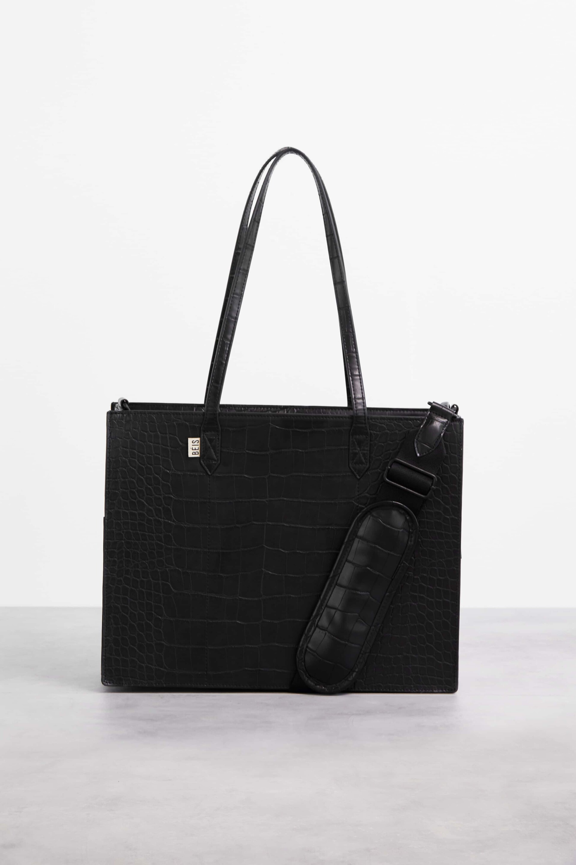 The Work Tote in Black Croc