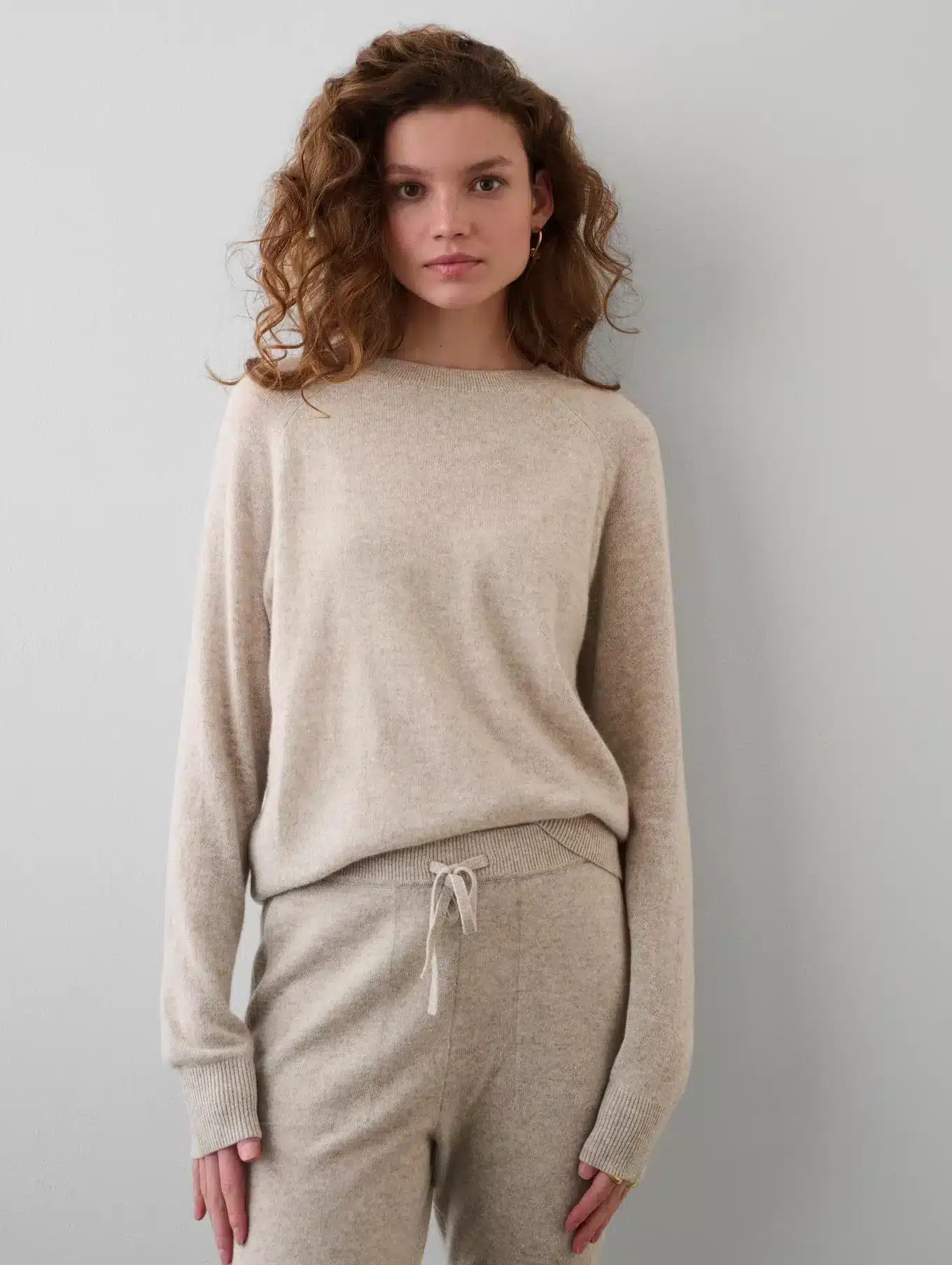Cashmere sweater and sweatpants by White and Warren