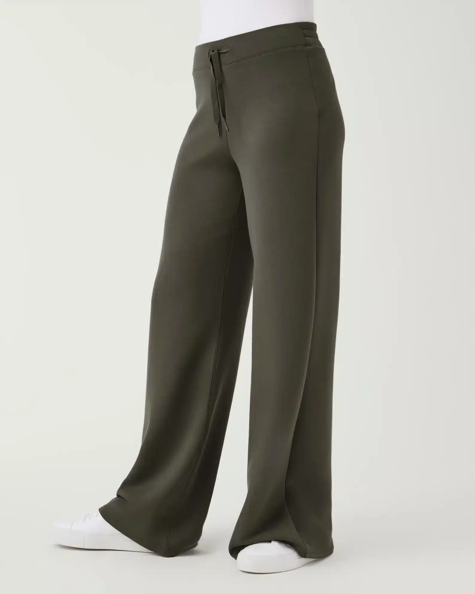 Air Essentials Wide Leg Pant by Spanx in Olive Green that give you an sophisticated look without spending a million bucks.