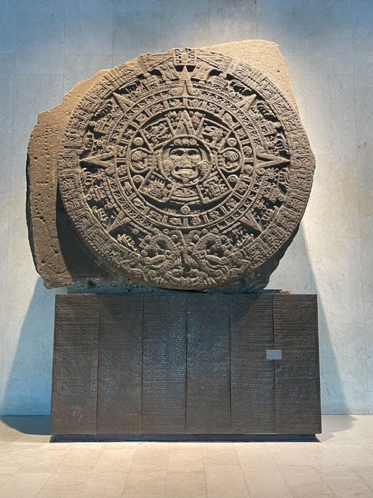 Artifacts inside the national museum of Anthropology in Mexico City