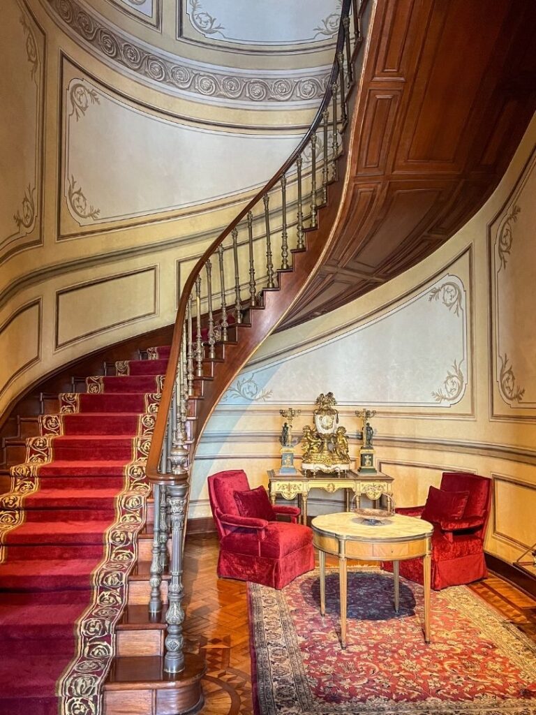 Red Stairway design inside the Chapultepec Castle in Mexico City