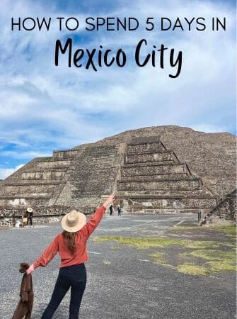 Travel Guide- 5 day itinerary Mexico city. Woman standing in front of the Pyramid of the Sun in Mexico City.