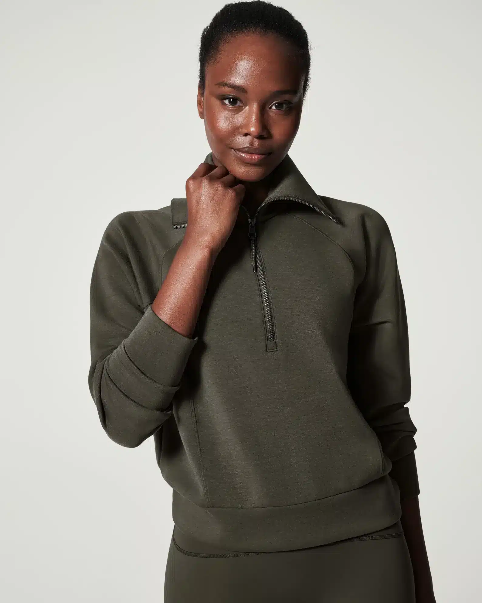 Air Essentials Half Zip Hoodie by Spanx that you can wear with the matching wide leg pant by spanx.