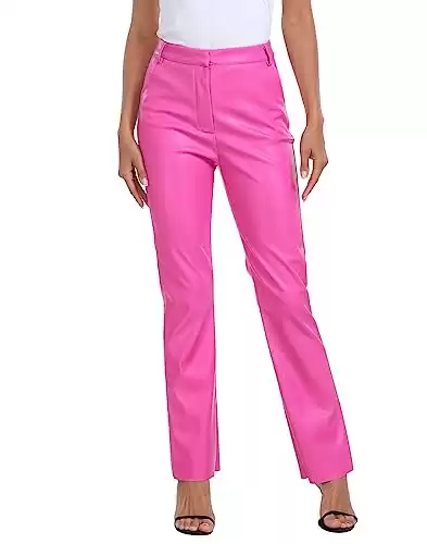 Faux Leather High Waisted Pink Pants