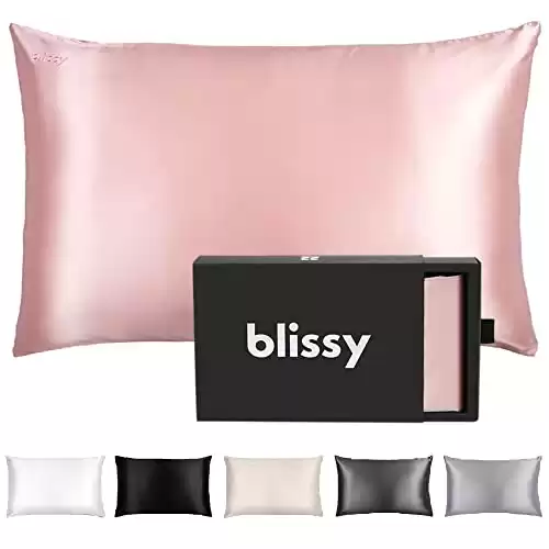 Blissy Silk Pillowcase - 100% Pure Mulberry Silk - 22 Momme 6A High-Grade Fibers - Silk Pillow Cover for Hair & Skin
