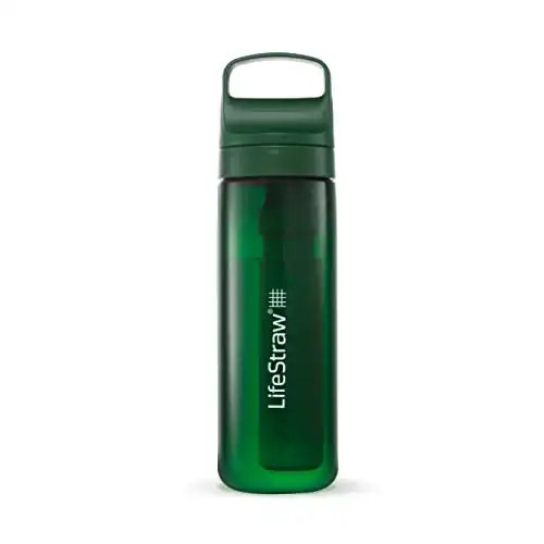 2. LifeStraw Go Series BPA-Free Water Filter Bottle for Travel and Everyday use removes Bacteria, parasites and microplastics, Improves Taste, 22oz Terrace Green