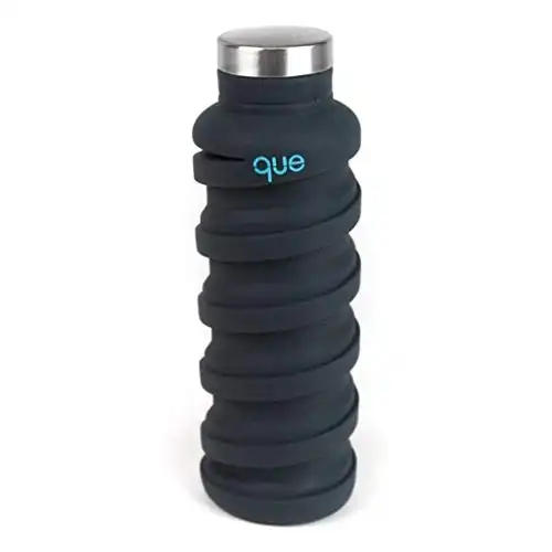 8. que Bottle | Designed for Travel and Outdoor. Collapsible Water Bottle - Food-Grade Silicone/BPA Free/Lightweight/Eco-Friendly - 20oz (Metallic Charcoal)