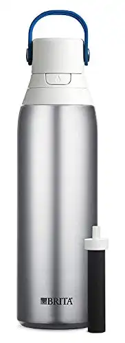 9. Brita Stainless Steel Premium Filtering Water Bottle, BPA-Free, Reusable, Insulated, Replaces 300 Plastic Water Bottles, Filter Lasts 2 Months or 40 Gallons, Includes 1 Filter, Stainless - 20 oz.