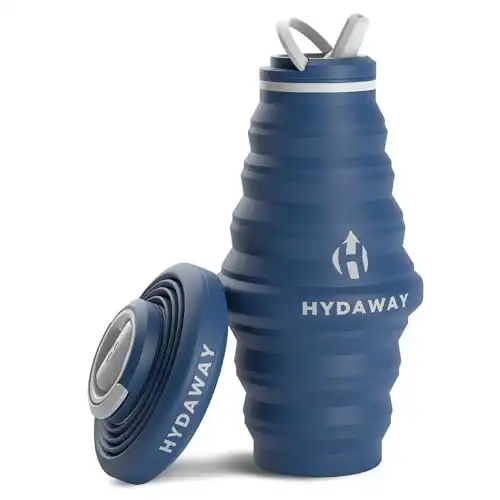 6. HYDAWAY Collapsible Water Bottle - 25oz I Reusable Water Bottle with Flip Top Lid for Travel, Hiking, Backpacking I Portable & Leakproof, Food-Grade Silicone, BPA Free, Collapses to 1.5