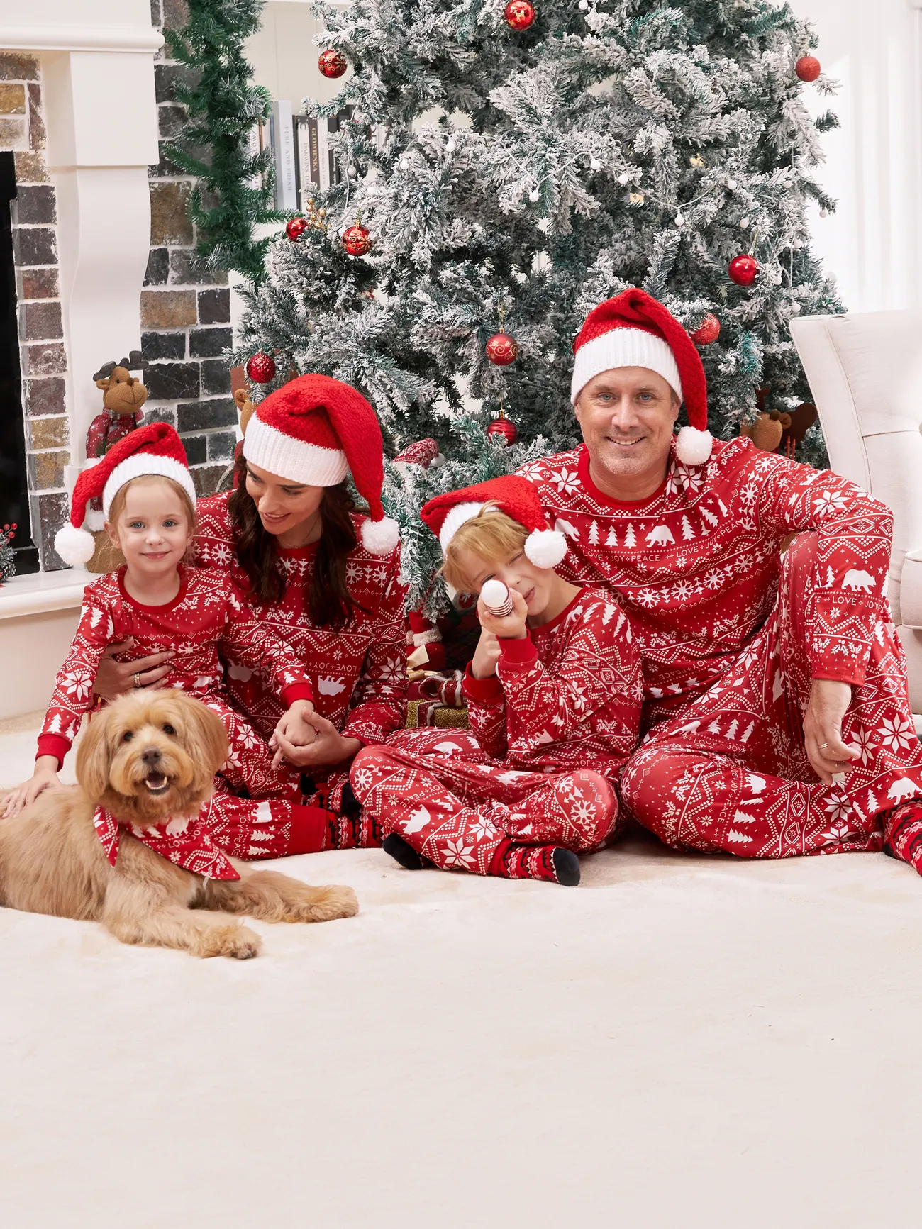 5. Family Christmas Pajamas Red Traditional Christmas Treeprint PJS