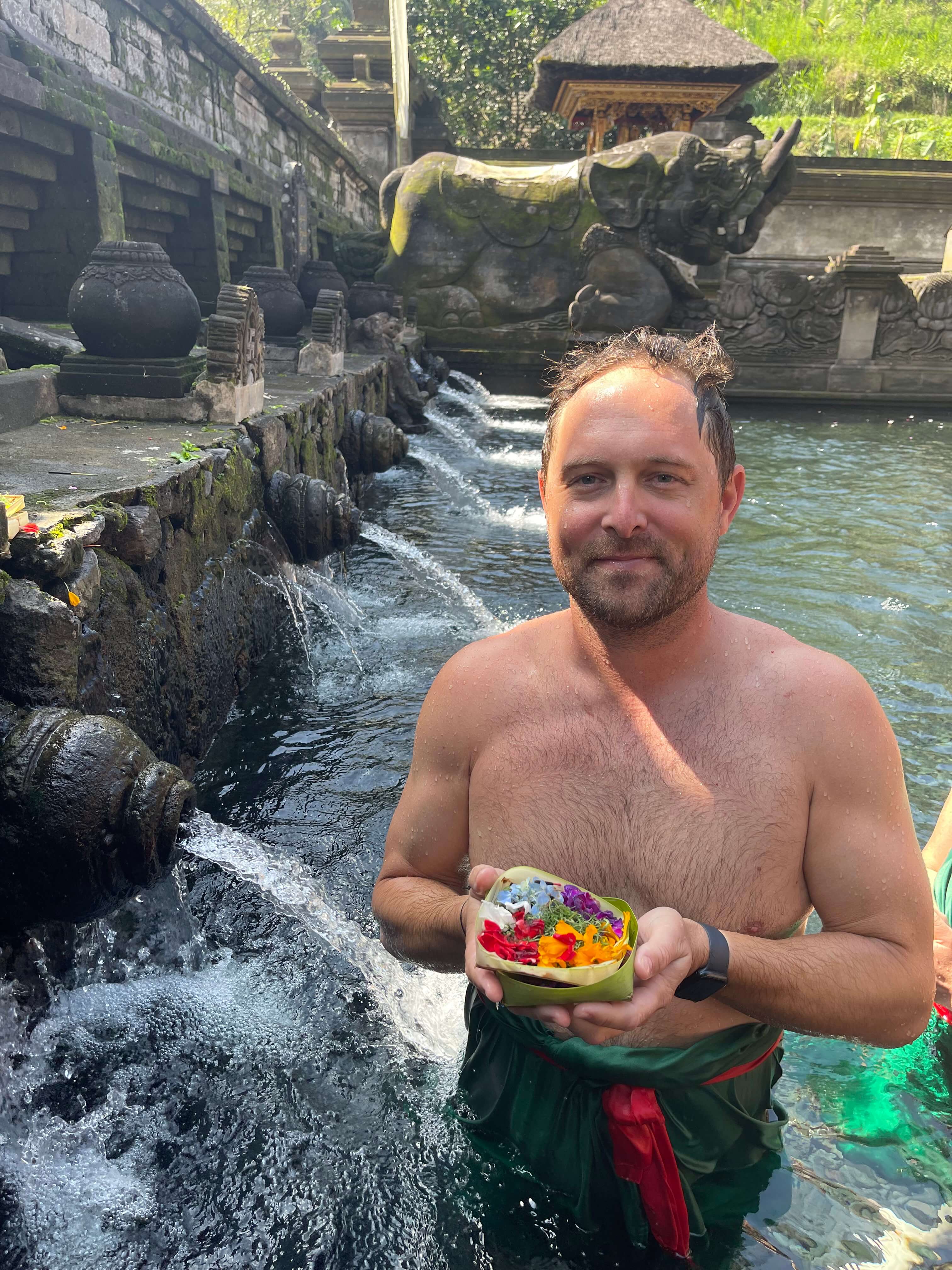 Ancient Temples to visit in Ubud- Tirta Empul Water Temple offering