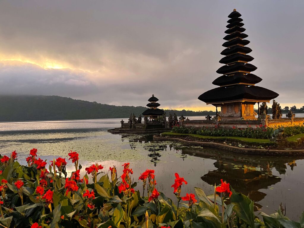 Ulun Danu Beratan Temple - beautiful floating temple in southeast Asia near Ubud