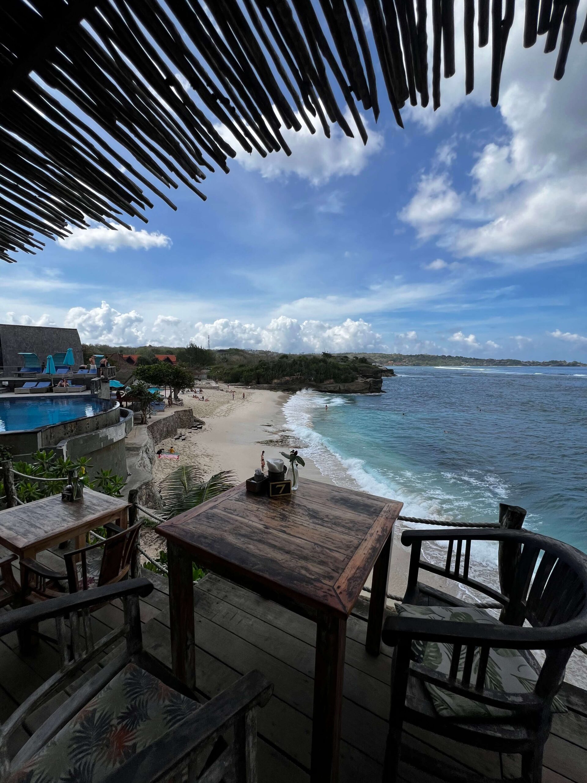 image of seats overlooking dream beach on Nusa Islands