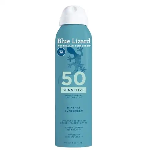 BLUE LIZARD Mineral Sunscreen Sensitive SPF 50+ Spray, 5 Ounce